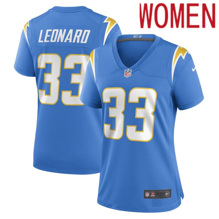 Women Los Angeles Chargers #33 Deane Leonard Nike Powder Blue Game Player NFL Jersey->women nfl jersey->Women Jersey